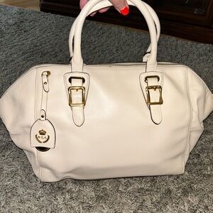 Ralph Lauren Ivory Satchel with Gold Accents